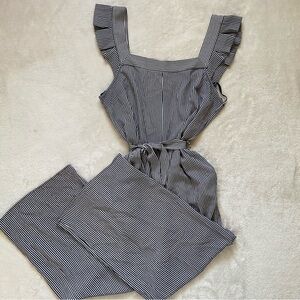 Monteau Striped Jumpsuit Size Large